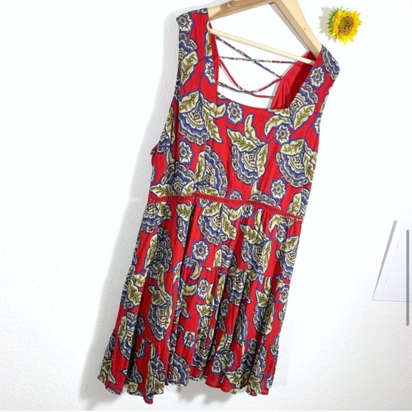 NWT Maurices Floral Red Blue Sleeveless Skater Dress Plus Size 2X Women - Picture 6 of 13